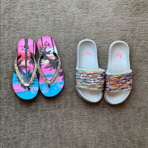 Justice Girls slides and flip flops, size 13